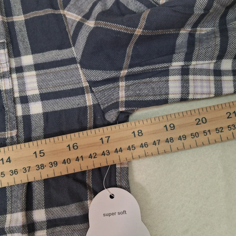 Wonder Nation Flannel Top Boys Size L 10-12 Slate Grey Plaid Button Down Shirt
